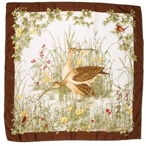 Gucci Scarf 32x32 silk bird nature wildlife earthy